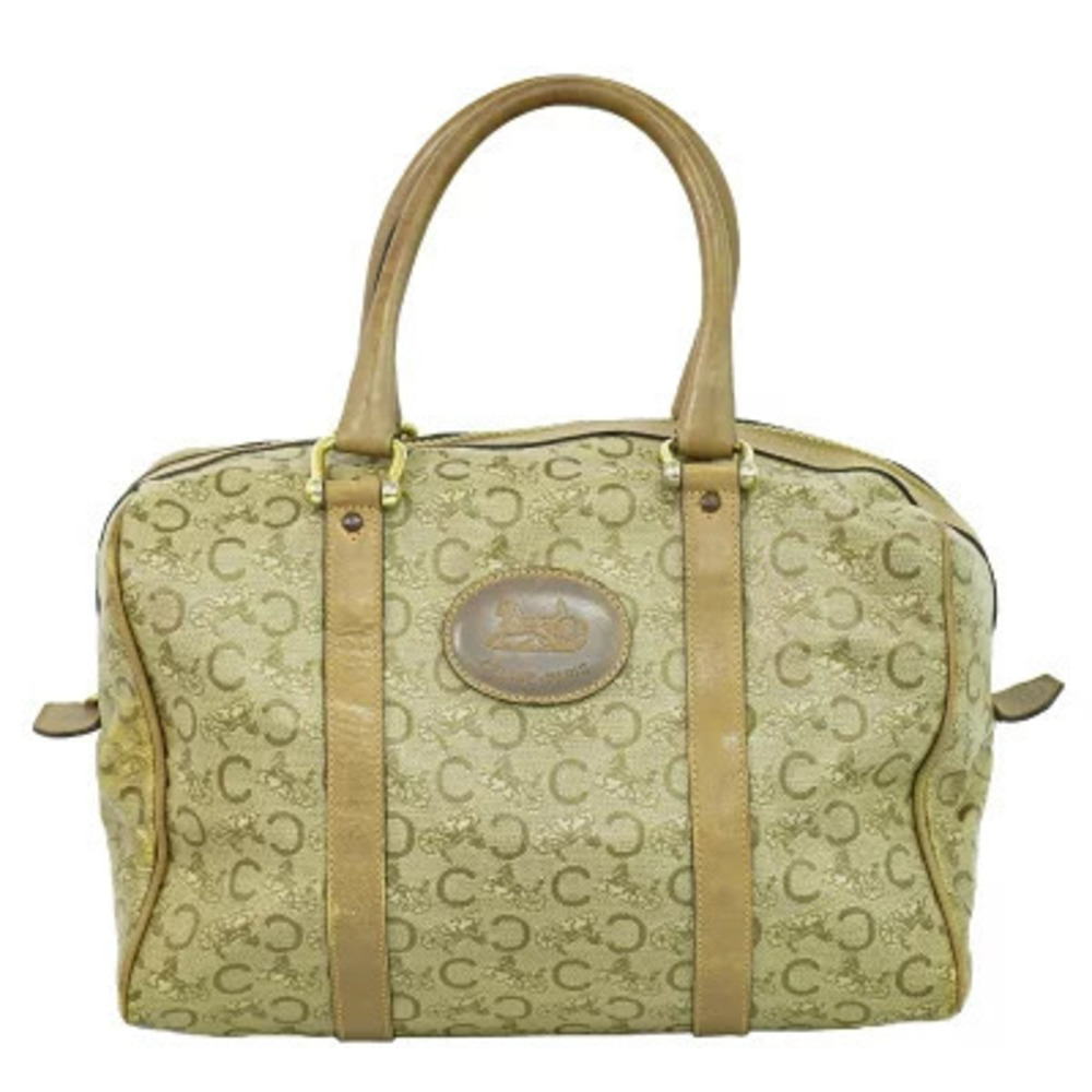 Celine Macadam Boston Bag Handbag Beige Tan